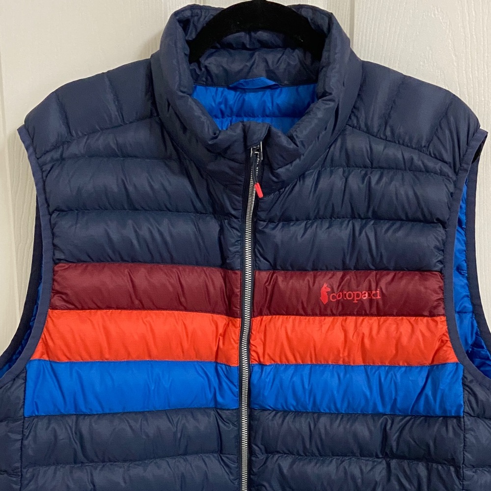 Cotopaxi Fuego Down Vest - Men's. Colorway is Ink Stripes/SM *offers welcome*